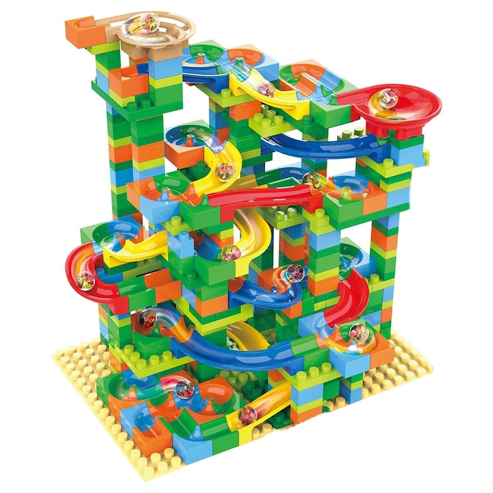 Set de Constructie cu Bile de Sticla Kidprotect Marble Bally Blocks, 402 Piese Set de Constructie cu Bile de Sticla Kidprotect Marble Bally Blocks, 402 Piese